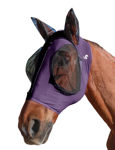 Horse Fly Mask with Ears (Deep Purple / Large)