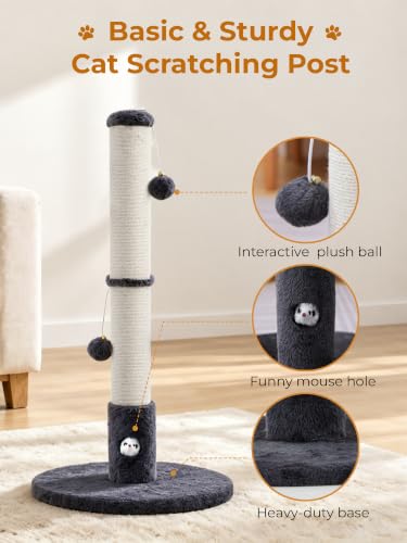 Funny Cat Scratching Posts Sturdy Scratcher Posts 33'' Grey (Dark Grey / 33‘’)