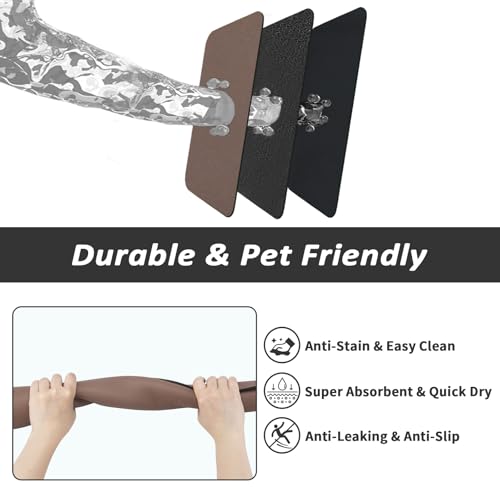 Dog Food Mat Absorbent Cat Mat for Food and Water (Brown / 19"L x 12"W)