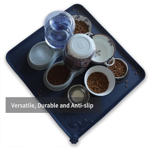 XX Large Silicone Pet Feeding Mats (28"L x 26"W / French Navy)
