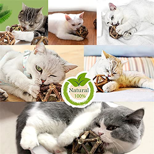 Catnip Toys 2Pcs Natural Silvervine Stick Catnip Ball&Bell Ball (Catnip Ball)