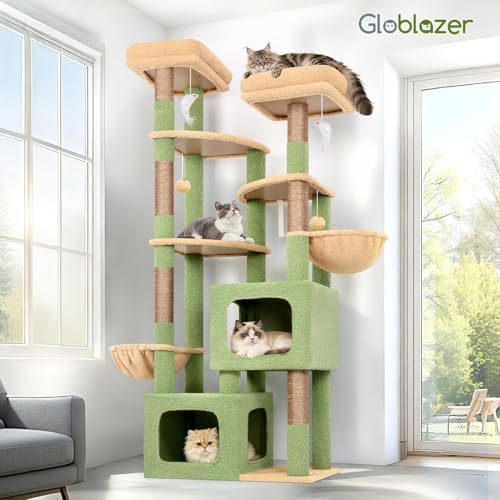 S74E Pro Cactus Heavy Duty Maine Coon Cat Tree for Large Cats (Green / 74 inch)