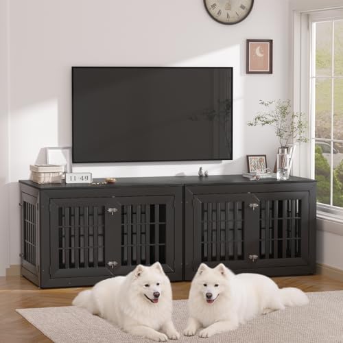 42" Heavy Duty Dog Crate Furniture for Large (42.1"L x 28.7"W x 28.5"H / Black)