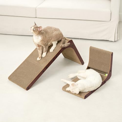 Cardboard Cat Scratcher for Indoor Cats (Dark Brown / 16.6x11.2x26.8)