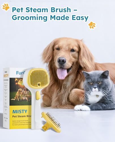 Cat Steam Brush for Cats & Dogs (Yellow - Short Head)