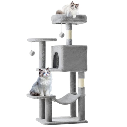 44 Inch Small Cat Tree Tower for Indoor Cats and Kittens (Light Grey / 44IN)