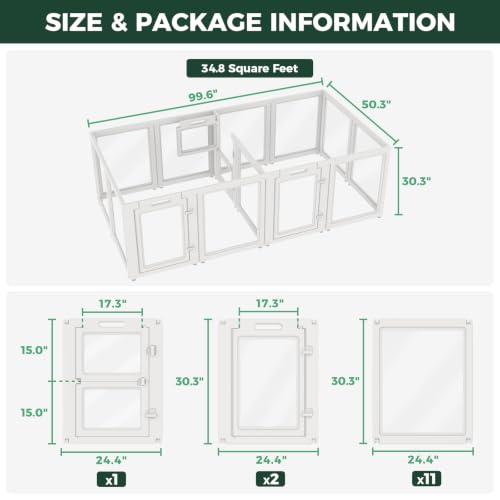 AuraSpace Acrylic Dog Playpen with Whelping Door (White / 30"H)