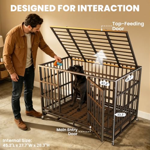 48 Inch Heavy Duty Dog Crate (Black / Large)