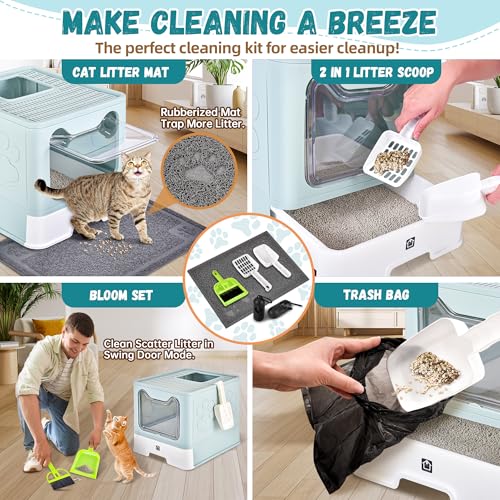 Covered Cat Litter Box (Baby Blue)