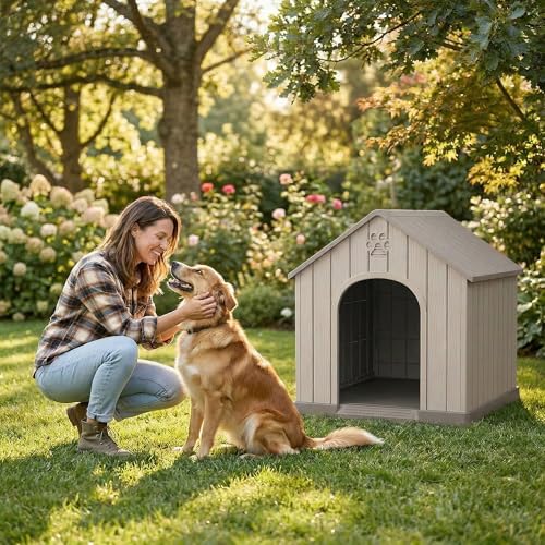 Outdoor Dog House Waterproof Roof (Light Gray / Large Dog: 38 Inch)