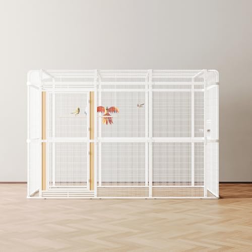 33.5 Inch Extra Large Bird Cage Extension Part for Parakeets Outdoor Bird Aviary Parrot Cage with Perch (White / 33.5"L x 63.0"W x 81.5"H)