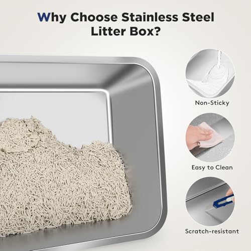 Stainless Steel Litter Box with Lid (X-large / Black)