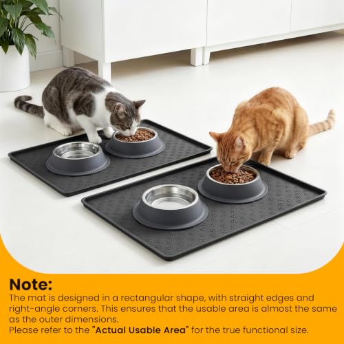 2 Pack Pet Placemat for Dog and Cat (24.5"L x 16.5"W - 2 Pack / Black)