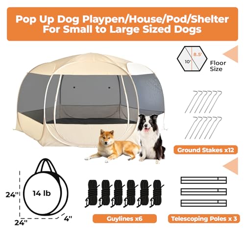 XXLarge Popup Portable Dog Houses (Beige)