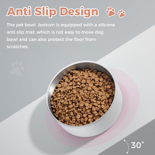 Dog Bowl Stainless Steel Food and Water Bowl (64 oz / White)