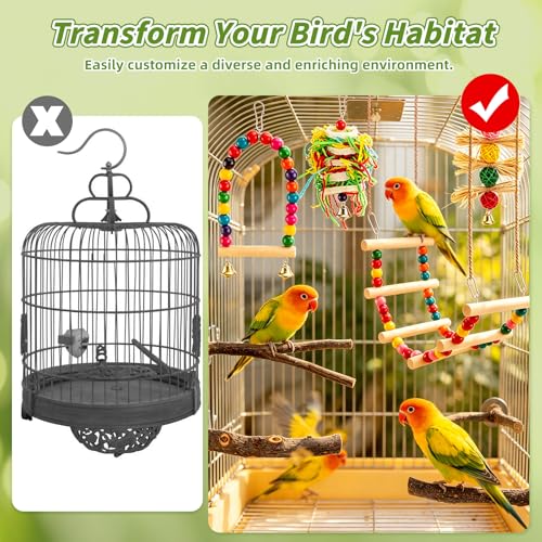 8 Pcs Natural Wood Bird Toys & Perches Set for Cages (brown / Bird Toys & Perches Set)