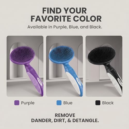 Round Bristle Pet Brush for Dogs and Cats (Black)
