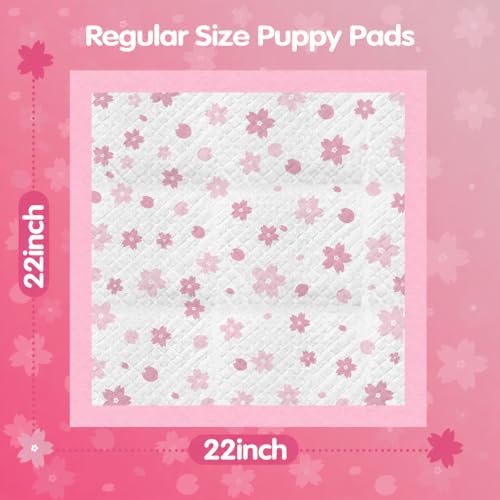Pink Puppy Pads with Adhesive Tabs 22x22in 50 Count Absorbent (22x22in | Standard Absorbent)