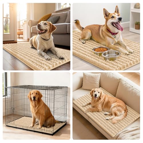 Dog Door Mat for Muddy Paws 47x32 (Layered-Beige / 47"X32")