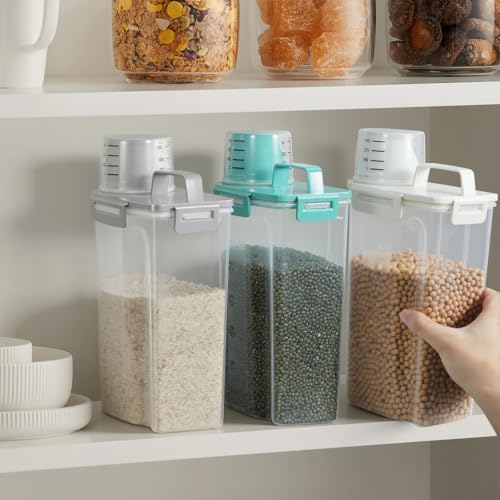 Small Dog Cat Food Storage Containers 2 Pack (Beige -2Pcs 3Qt)