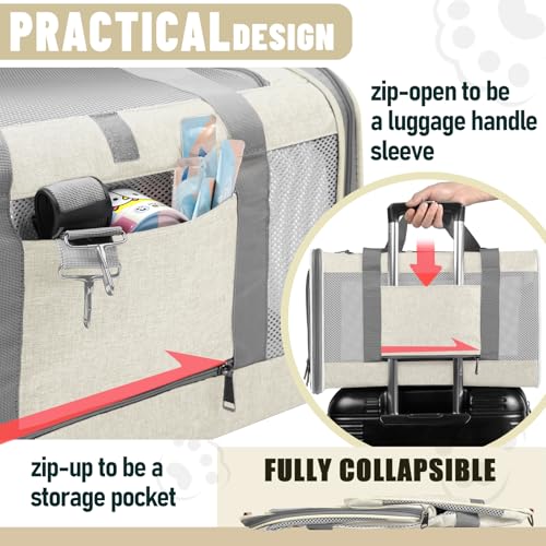 Large Cat Carrier Soft (Beige / 18.1"L x 11.8"W x 11.8"H)