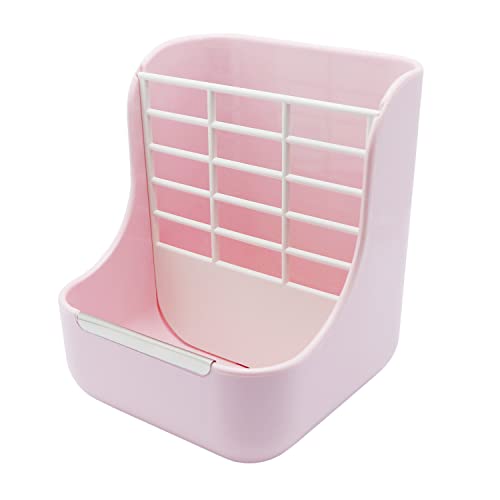 Rabbit Hay Feeder 2 in 1 Automatic Guinea Pig Food Bowl (Pink)