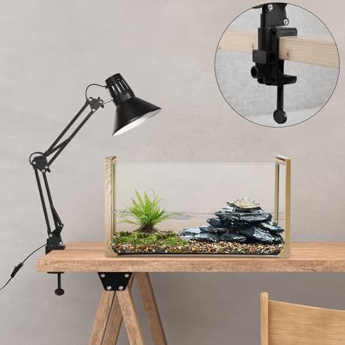 Reptile Heat lamp Reptile Light Fixture with Heat Lamp Stand (15.7-74.3 inches (with Lampshade))