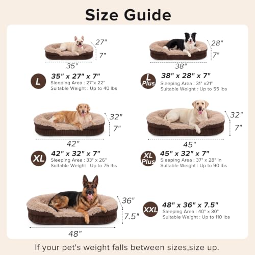 Fluffy Orthopedic Dog Beds Large Sized Dog (Dark Brown / XL (42"x 32"x 7"))
