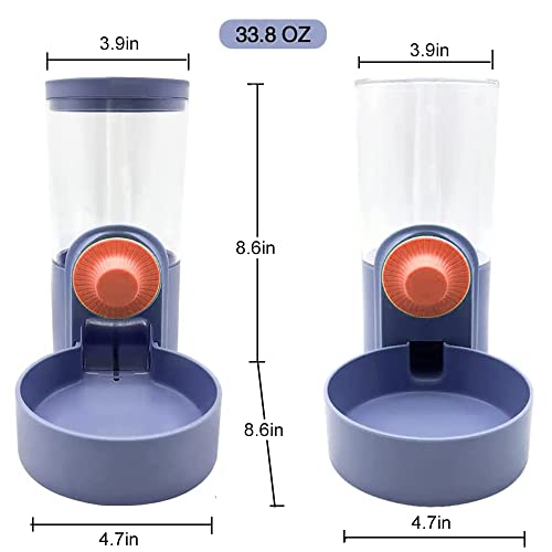 Pet Hanging Automatic Feeders Drinking Bowls 33.8oz (Blue-Water)