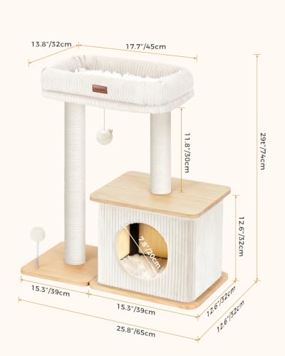 Small Cat Tree for Indoor Kittens (Ash White / Medium)