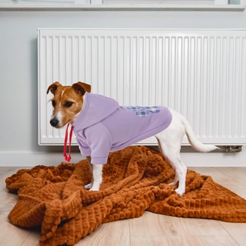 Dog Hoodie Flannel Pet Hooded Sweater with Hat Puppy Pullover Sweater Shirt (Small / Purple)