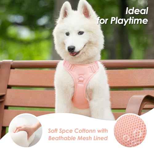 No Pull Dog Harness for Small Sized Dogs (Light Pink / S(Neck:15.7-22.0", Chest:17.3-24.8"))