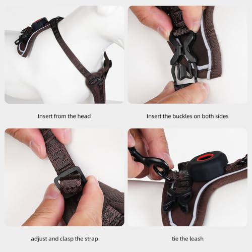 Cat Harness Leash Set with AirTag Holder (Brown for Airtag / XL)