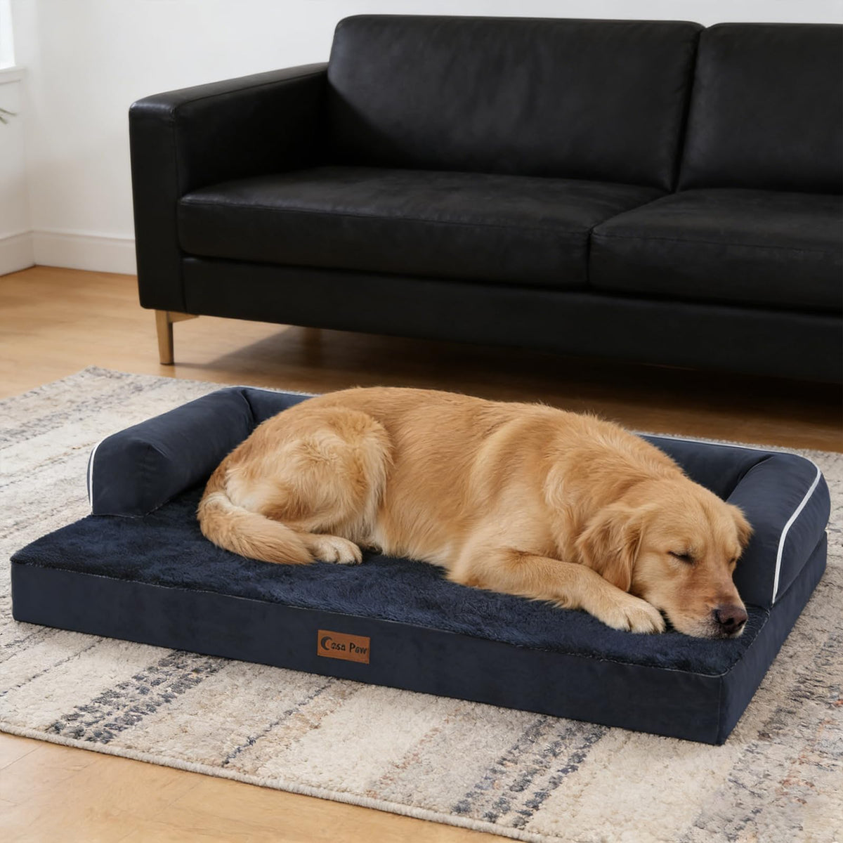 Orthopedic Dog Bed for Extra Large Dogs (Navy Blue / 41.0"L x 27.0"W x 8.0"Th)