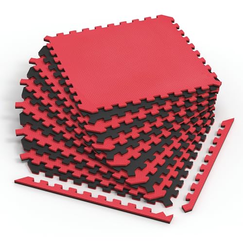 Dual Sided Reversible 1 (12 Tiles - 48 Sq. Ft. / Red / Black)