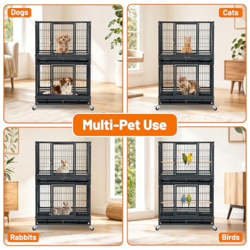 31" Two Tier Stackable Heavy Duty Dog Crate Cage Kennel Indoor (31.0"L x 20.0"W x 46.0"H)