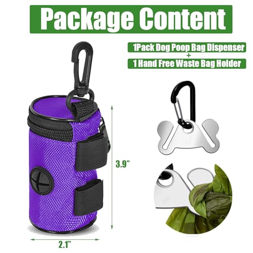 Dog Poop Bag Dispenser Holder Soft Waste Bags Roll Holders (1 Count (Pack of 1) / Purple)