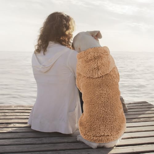 Fuzzy Dog Hoodie Dog Sweaters for Large Dogs Soft Double (XX-Large / Coffee)