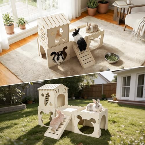 Large Rabbit House with 2PCS Rabbit Scratch Mat