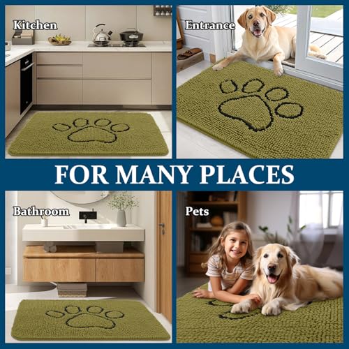 Dog Door Mat for Muddy Paws 36x24 (Willow Green / 36" X 24")