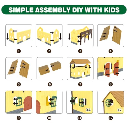 52PCS Farm Animals Toys Set Comes with Warehouse (Horse Washing Field)