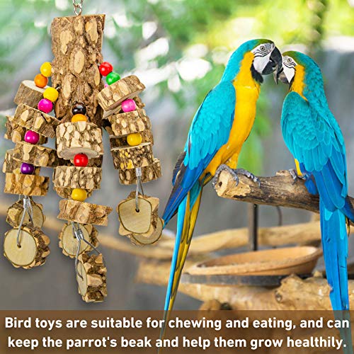 Parrot Chewing Toys Bird Toys Natural Wood Bird Toys Parakeet Cage Hammock Hanging Toy for Parrots (Natural)