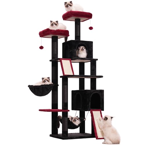 Cat Tree 71'' Tower for Large Cat with Scratching Post (71 inches / Black and Red)