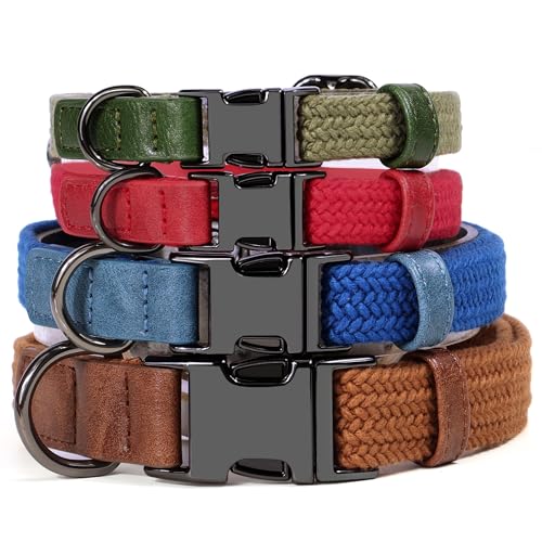 Soft Cotton Dog Collar for Large Dogs in Tranquil Blue (L: Fit Neck 15-23" / Blue)