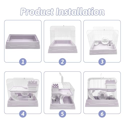 2 Tier Dwarf Hamster Cage (M: 11.7x8.7x9.8in / Gray)