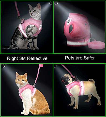 Cat Harness and Leash Set (XS (Chest: 6" - 8") / Pink)