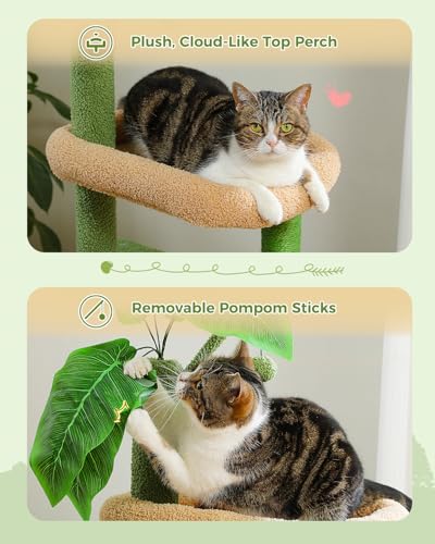 53 Inch Green Cat Tree with 2 Condos for Indoor Cats (Green / 53 inches)