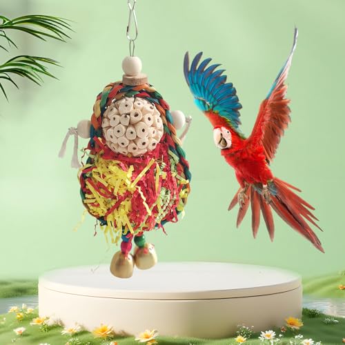 Wooden Bird Swing Toy with Rope Perch (colorful)