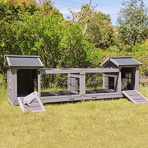 Rabbit Hutch Indoor Outdoor Bunny Cage Upgrade Large Space for Rabbit (80.1"L x 22.8"W x 28.6"H)