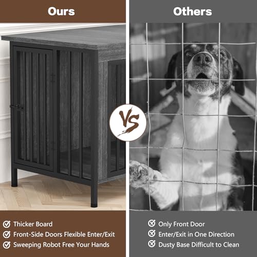 31.5" Dog Crate Furniture for 1 or 2 Dogs (Dark Grey / 31.5"L x 23.6"W x 27.9"H)